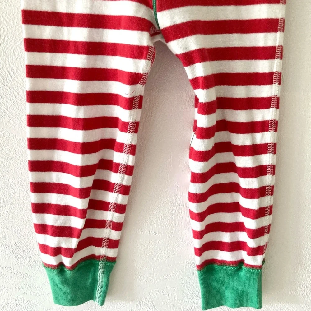 Hanna Andersson Red and White Striped Zip Pajamas In Organic Cotton Size 3
